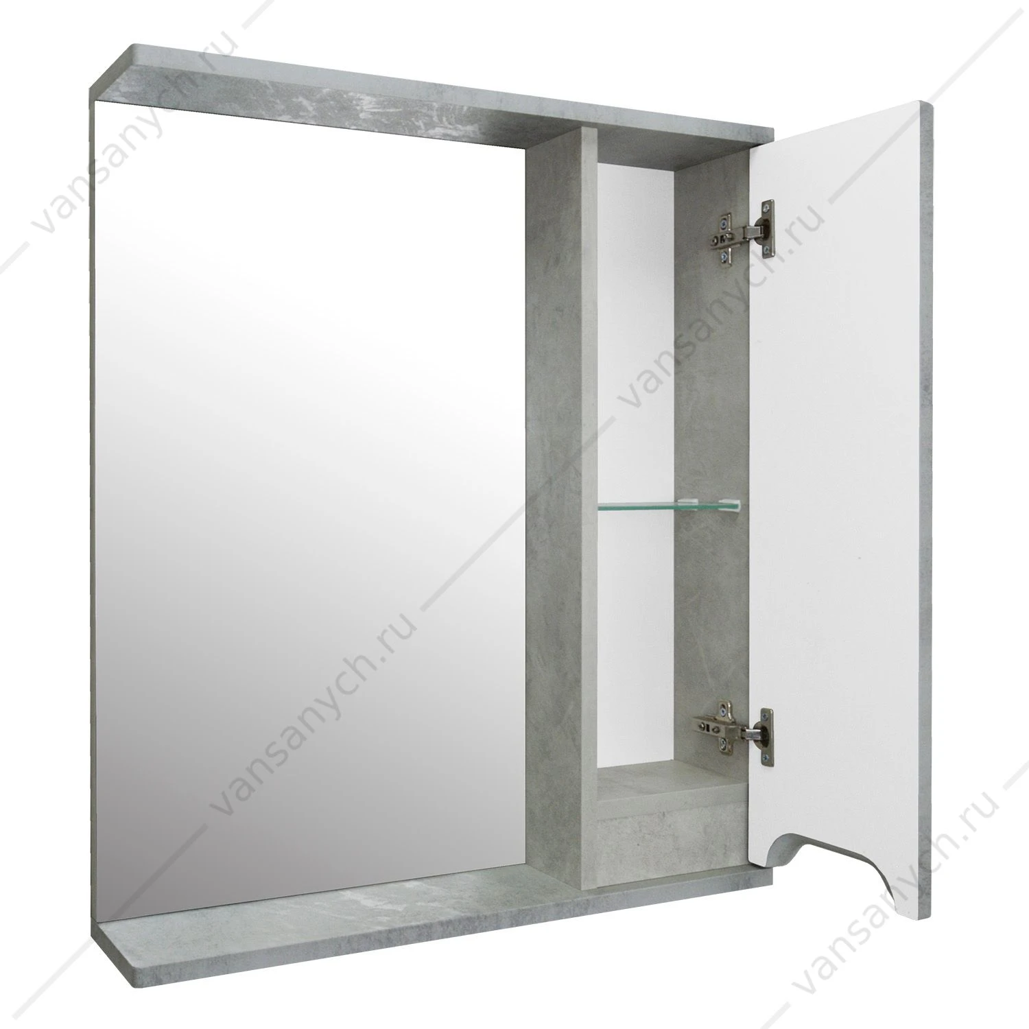 Зеркало-шкаф 60 Loranto Florena 600х135х600 правый, светлый бетон CS00086984