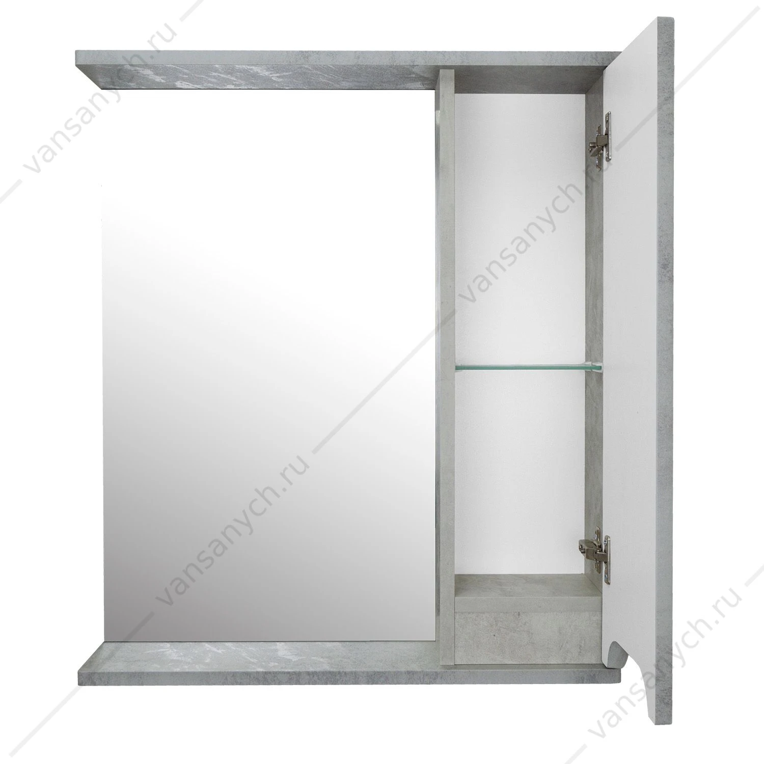 Зеркало-шкаф 60 Loranto Florena 600х135х600 правый, светлый бетон CS00086984
