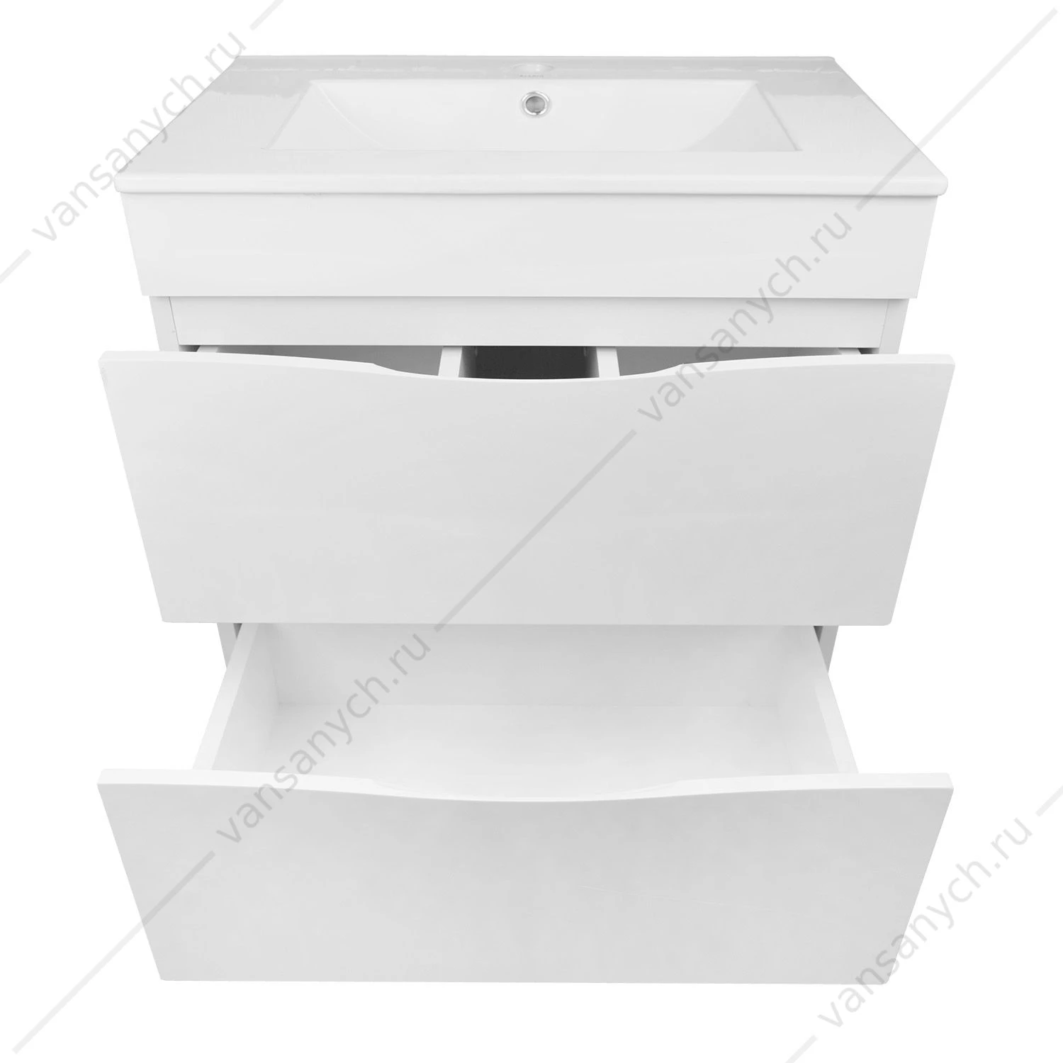 Тумба с раковиной 70см Loranto Santorini напольная, раковина Leon, Белый глянец CS00086973