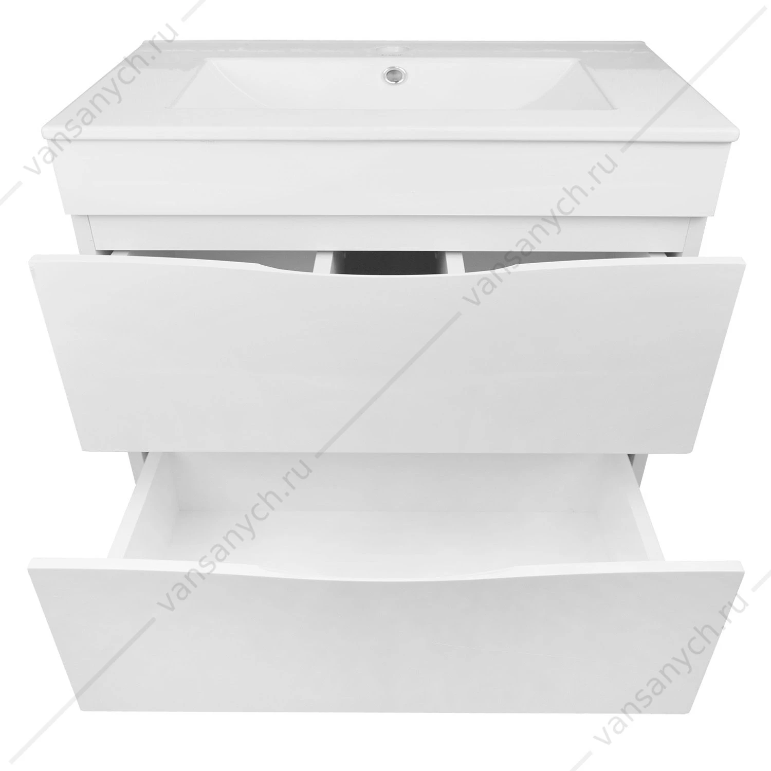 Тумба с раковиной 80см Loranto Santorini напольная, раковина Leon, Белый глянец CS00086974