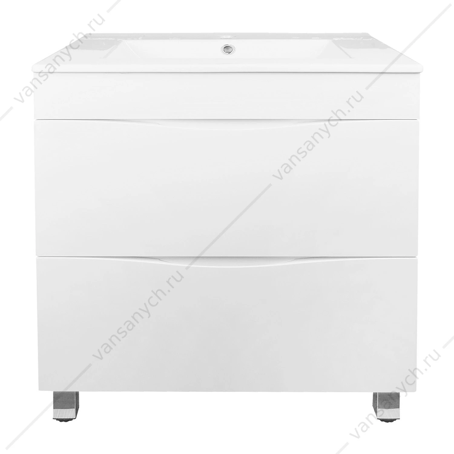 Тумба с раковиной 60см Loranto Santorini напольная, раковина Leon, Белый глянец CS00086972
