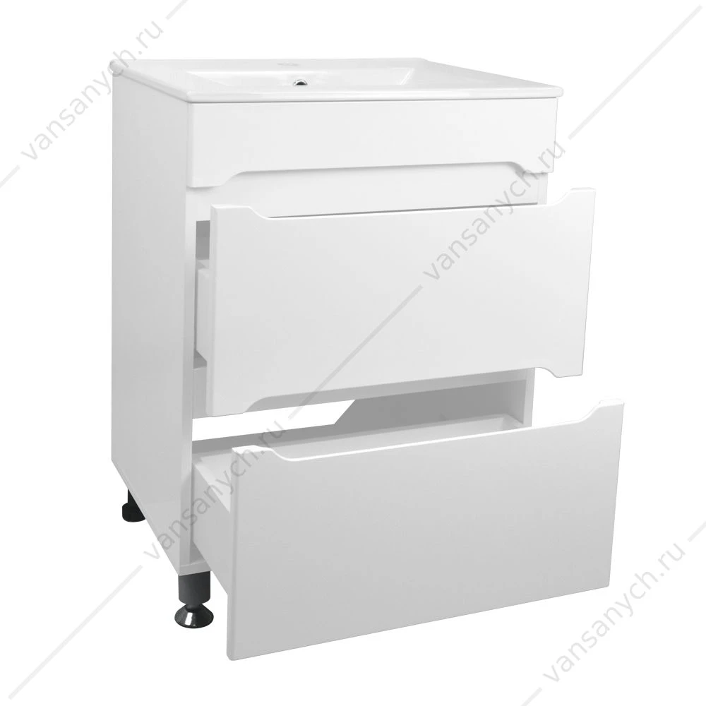 Тумба с раковиной 60 Loranto Арфа 60/2Н напольная раковина LEONE AZ-7506-60 New, CS00071927