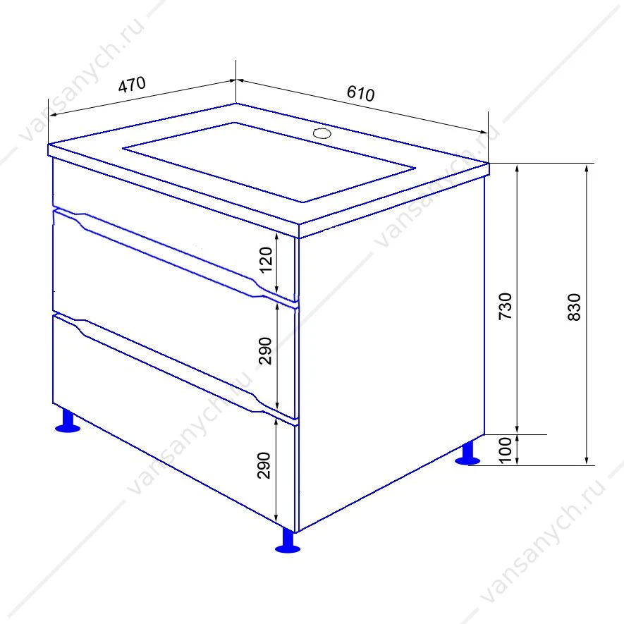 Тумба с раковиной 60 Loranto Арфа 60/2Н напольная раковина LEONE AZ-7506-60 New, CS00071927