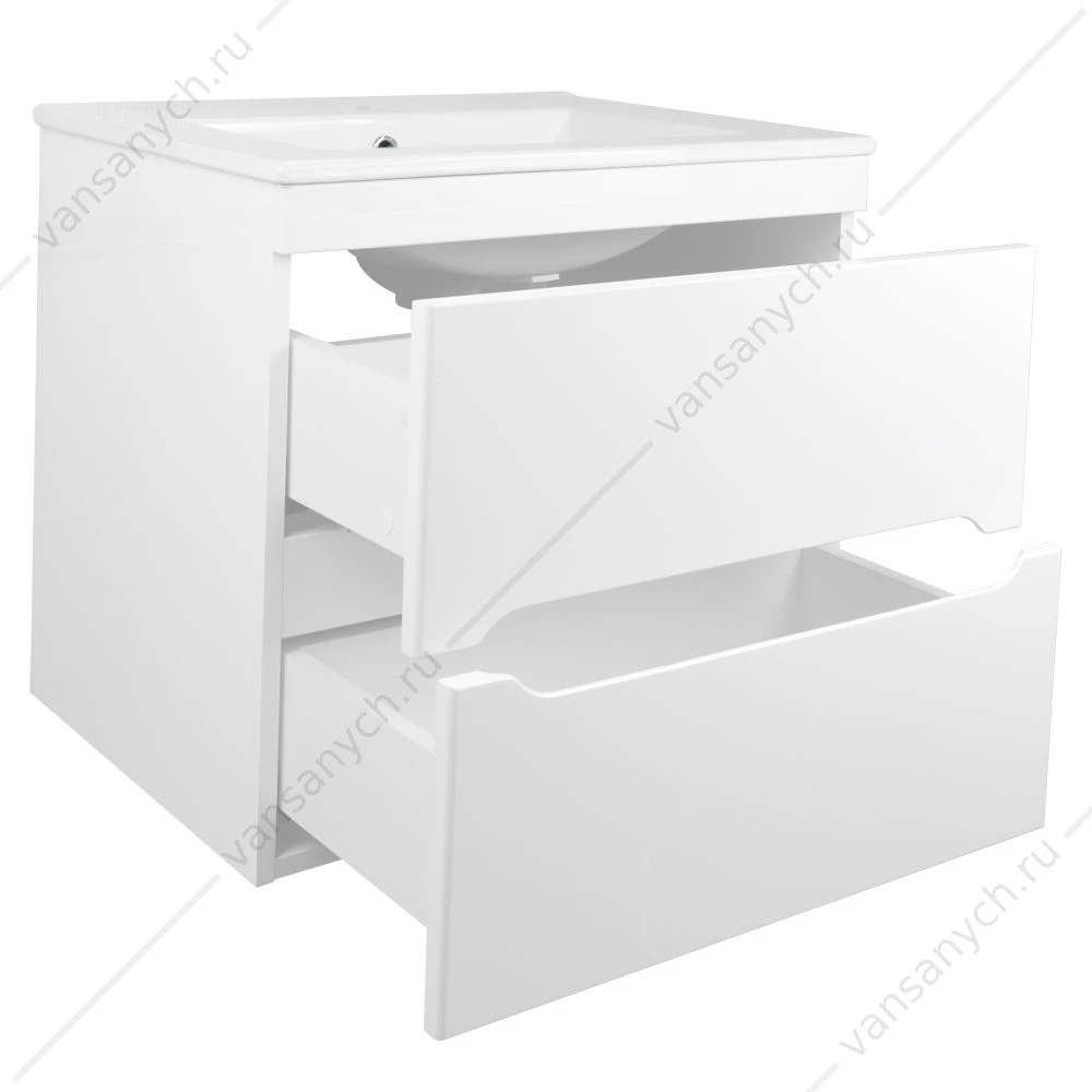 Тумба с раковиной 60 Loranto Арфа 60/2 подвесная, раковина LEONE AZ-7506-60 New, CS00072626