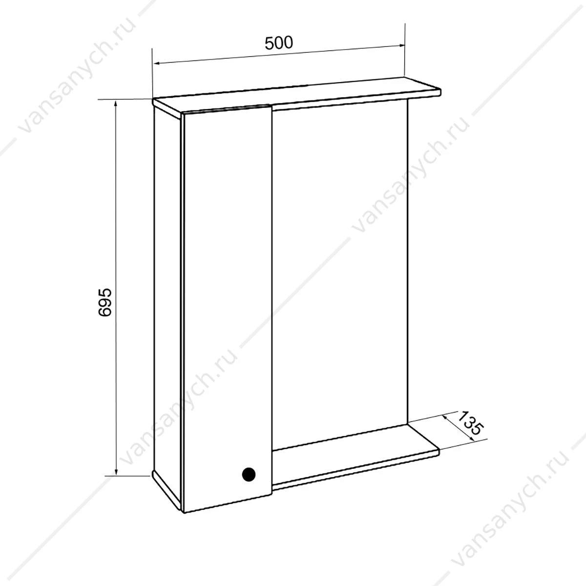Зеркало-шкаф 50 Loranto Моника 500х695х135, ЛЕВЫЙ  CS00047786