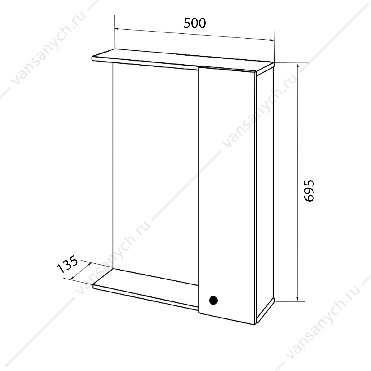 Зеркало-шкаф 50 Loranto Моника 500х695х135 ПРАВЫЙ , CS00047787