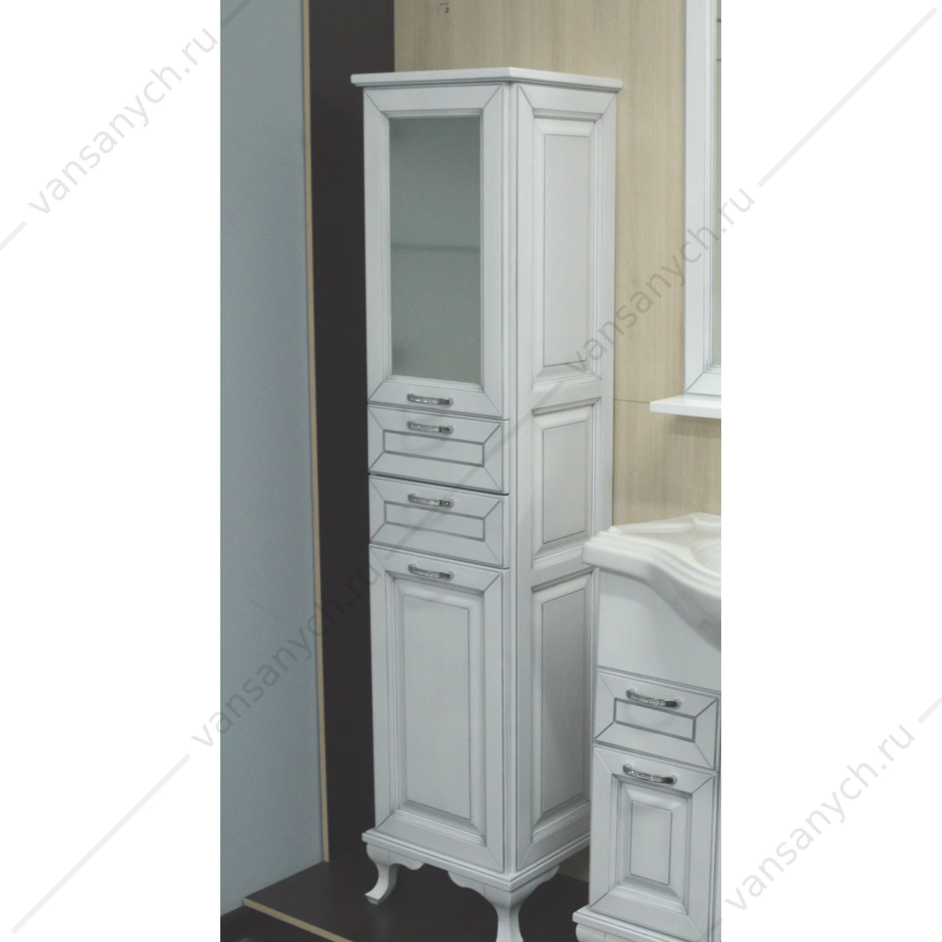 Пенал 40 Loranto Пандора белое серебро, массив Бук, ПРАВЫЙ 561738.03.071