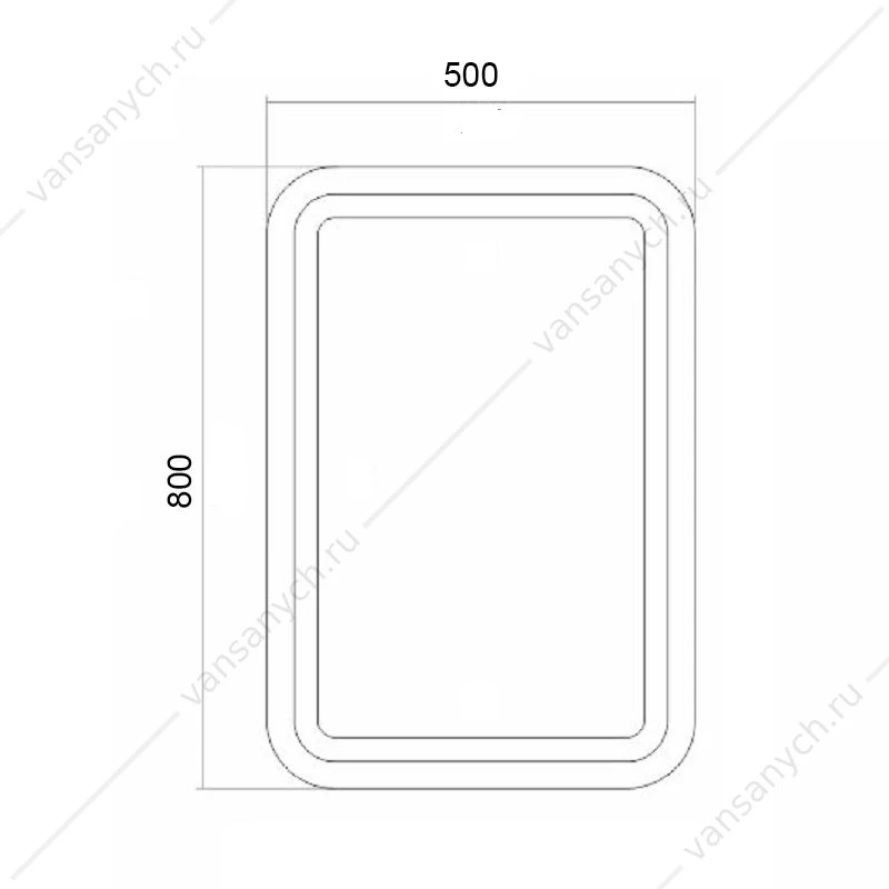 Зеркало 50х80 LORANTO Стиль с сенсорным выключ., на подложке CS00080496