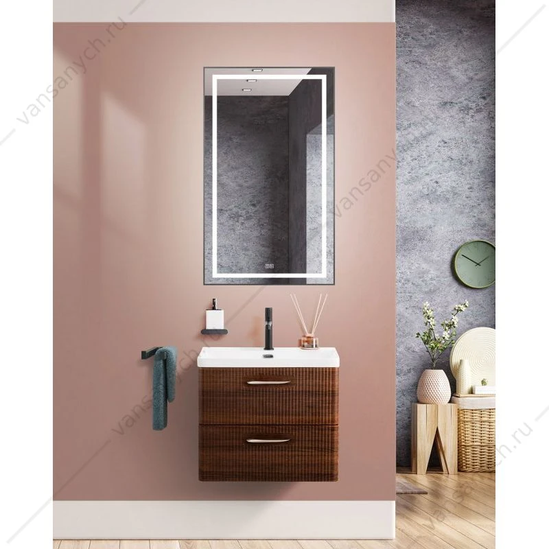 Тумба под раковину 50 BELBAGNO DUE 2ящ. подвесная, Noce, DUE-500-2C-SO-NOCE-P