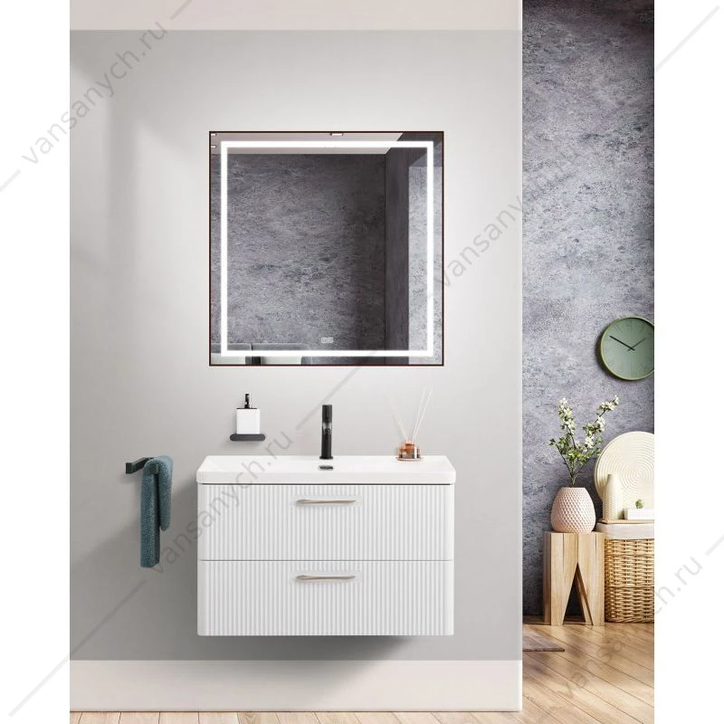 Тумба под раковину 80 BELBAGNO DUE 2ящ. подвесная, белый глянец, DUE-800-2C-SO-BL-P