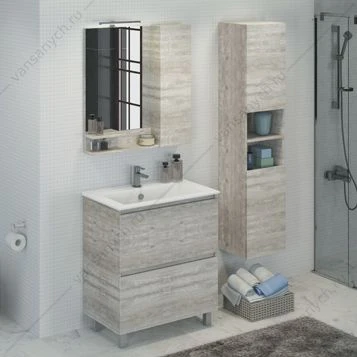 Тумба-умывальник Верона-75 дуб белый с раковиной COMFORTY 75Е