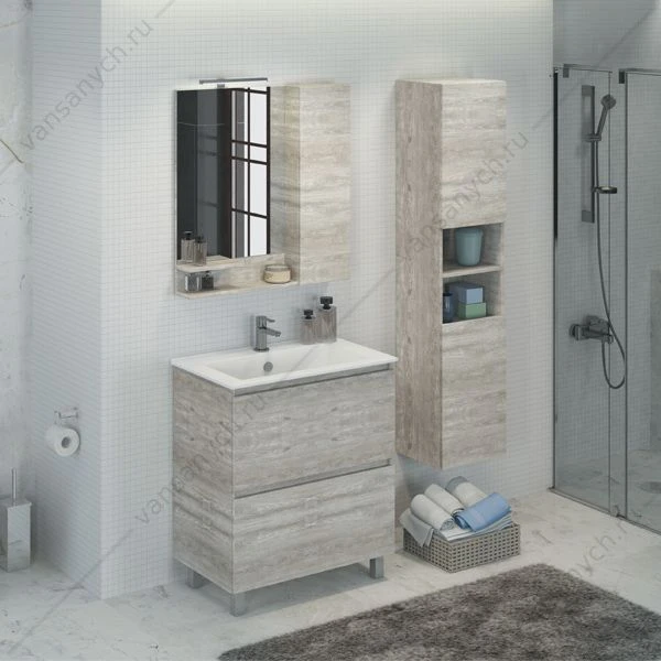 Тумба-умывальник Верона-75 дуб белый с раковиной COMFORTY 75Е