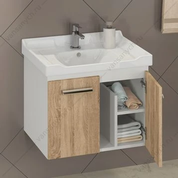 Тумба-умывальник Рига-60 дуб сонома с раковиной COMFORTY 9335-60
