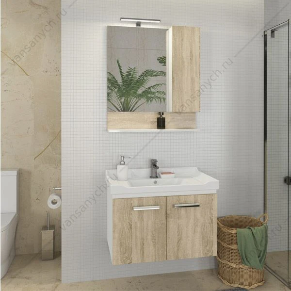 Тумба-умывальник Рига-70 дуб сонома с раковиной COMFORTY 9335-70