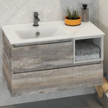 Тумба-умывальник Турин-90L дуб бежевый с раковиной COMFORTY 9090EL