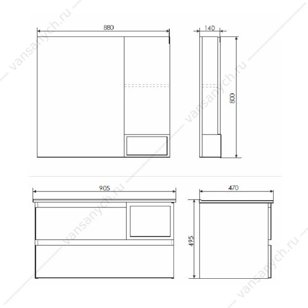 Тумба-умывальник Турин-90L дуб бежевый с раковиной COMFORTY 9090EL