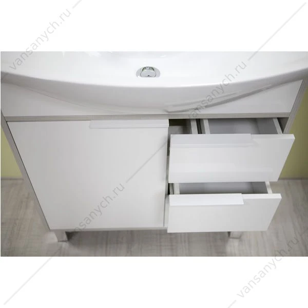 Тумба-умывальник Рико 80 Белый/Ясень фабрик 1A215401RIB90 с раковиной Смайл 80