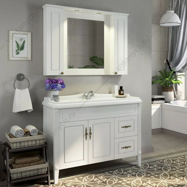 Тумба-умывальник Палермо-120 белая с раковиной COMFORTY 3312