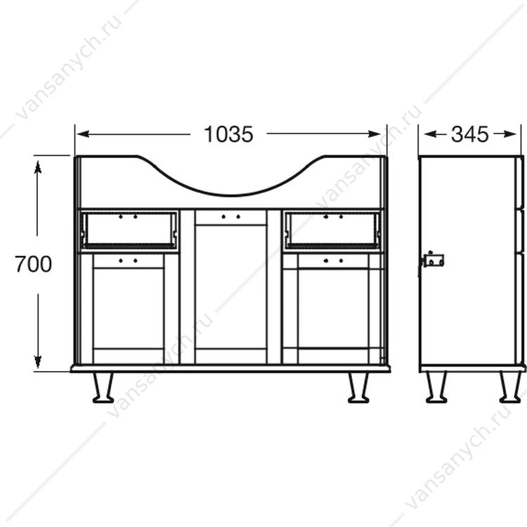Тумба под раковину 105 см Roca America ZRU9302792, орех