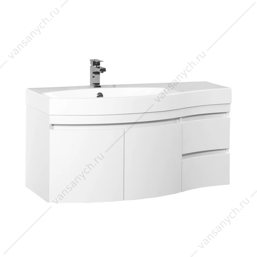 Тумба с раковиной Aquanet Опера 115 L белый (2 дверцы 2 ящика)