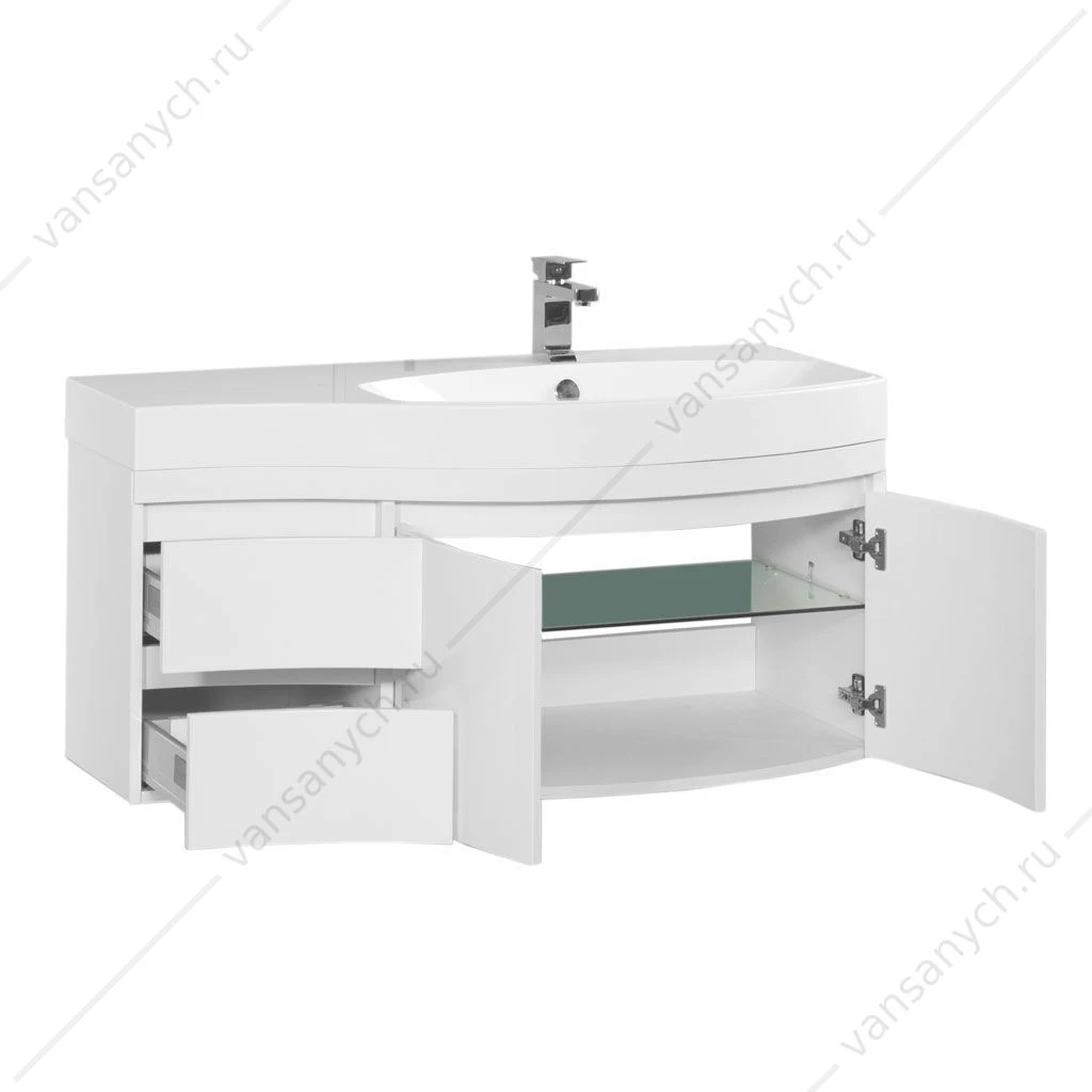 Тумба с раковиной Aquanet Опера 115 R белый (2 дверцы 2 ящика)