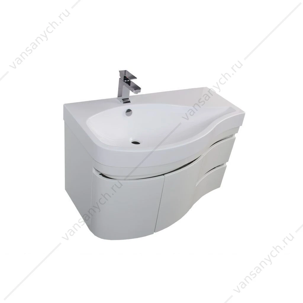 Тумба с раковиной Aquanet Сопрано 95 L белый (2 дверцы 2 ящика)