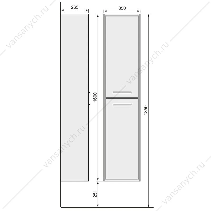 Пенал RAVAL Frame 160 подвесной Белый