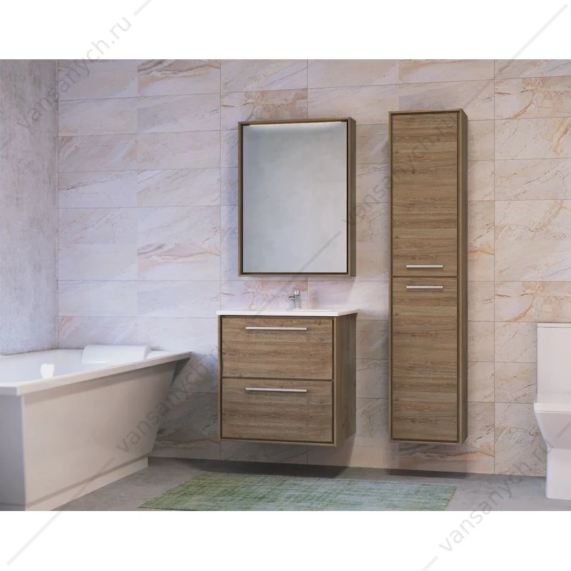 Зеркало-шкаф RAVAL Frame 60 Дуб трюфель с подсветкой, розеткой