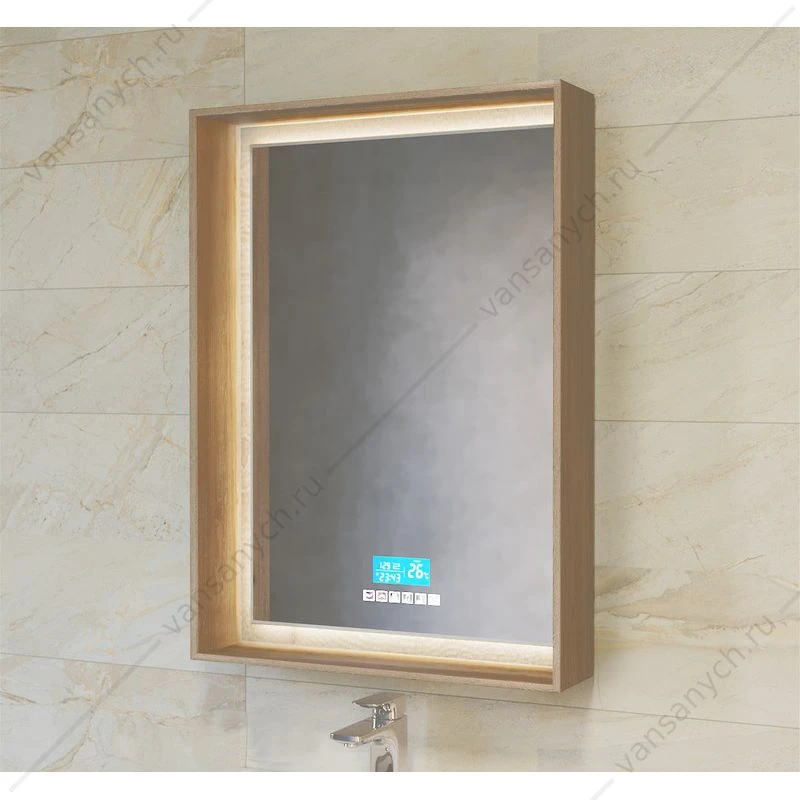 Зеркало RAVAL Frame 60 Дуб трюфель с подсветкой (сенсор)
