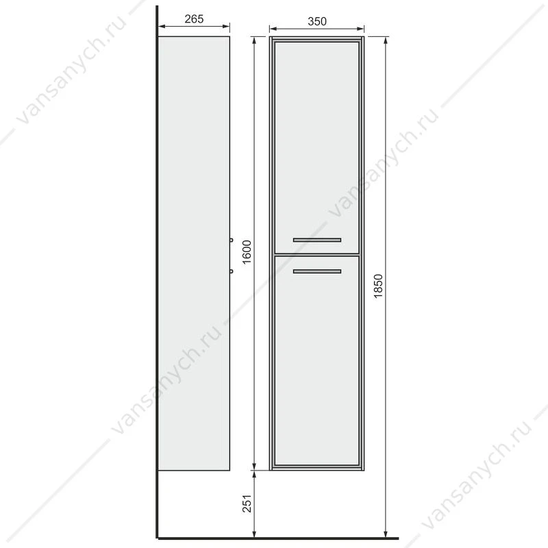 Пенал RAVAL Frame 160 подвесной Дуб трюфель