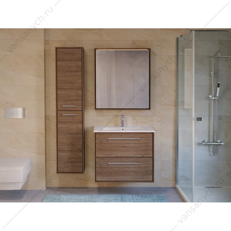 Зеркало-шкаф RAVAL Frame 75 Дуб трюфель с подсветкой, розеткой