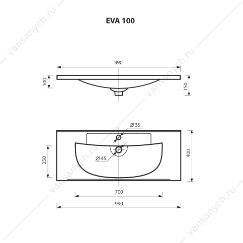 Умывальник мебельный  MISTY Evva 100 D