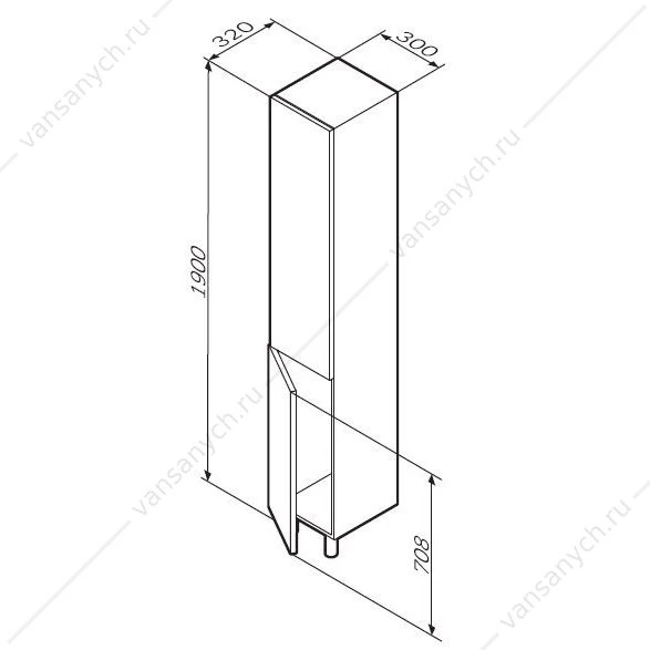 Пенал напольный AM.PM GEM, левый, 30 см, белый, M90CSL0306WG