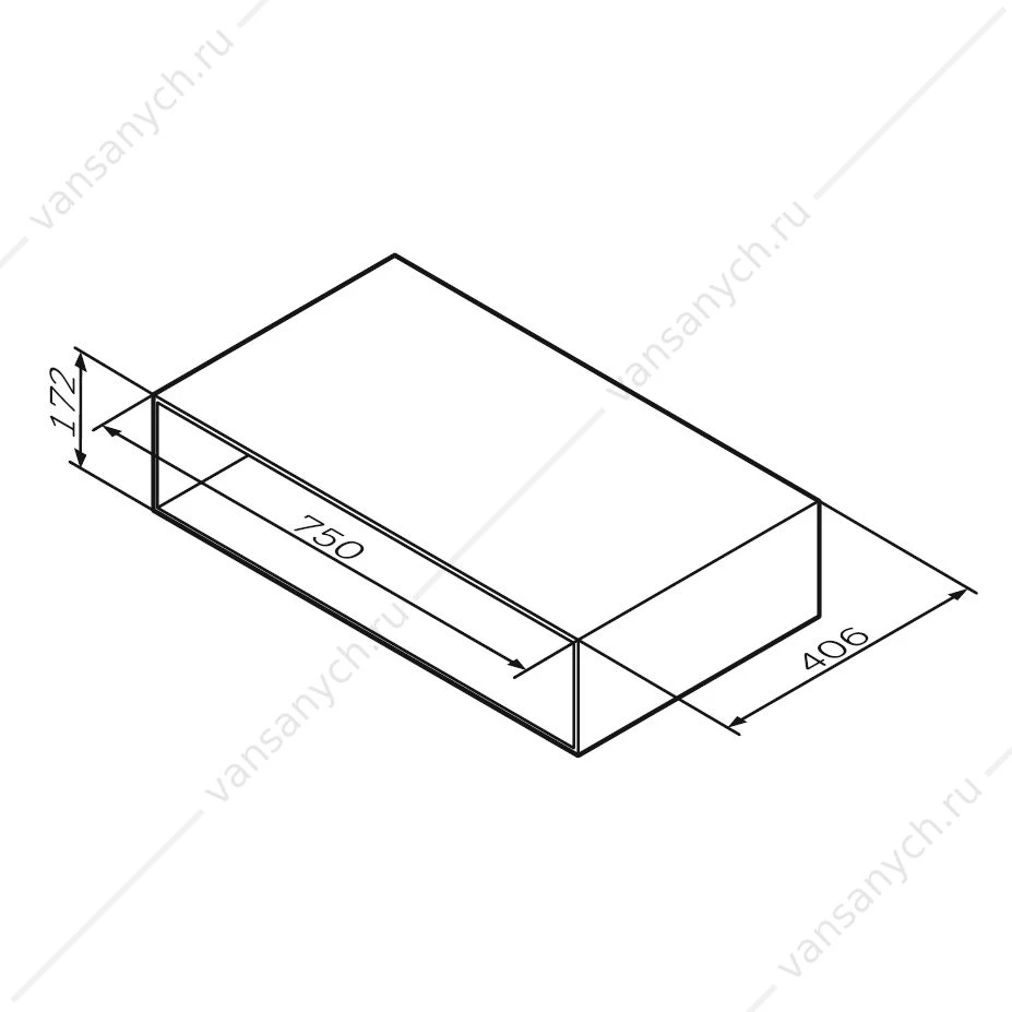 Ниша для базы, подвесная AM.PM GEM, 75 см, цвет: орех, M90OHX0750NF