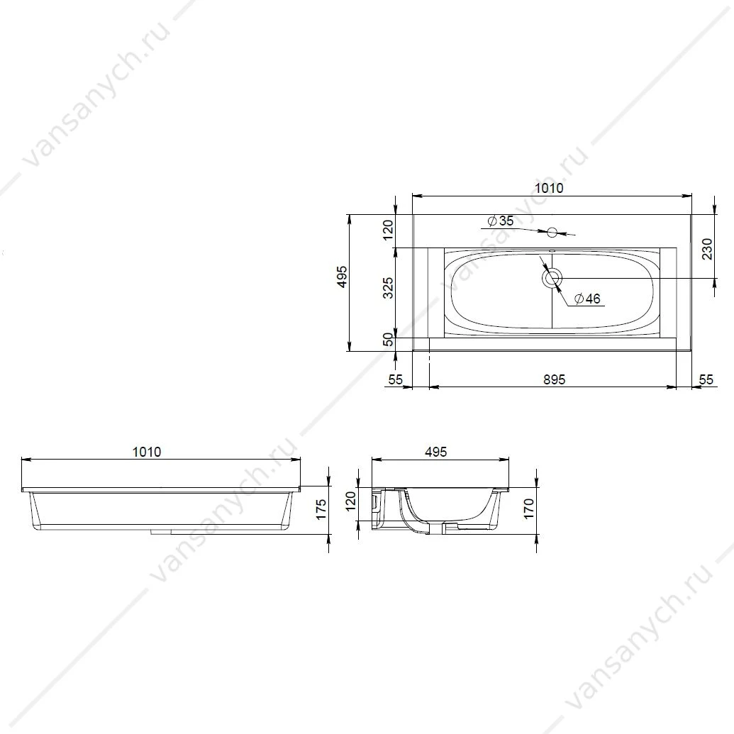 Раковина мебельная AM.PM SPIRIT 2.0, керамич. 100 см, встроен, белый, M70AWCC1002WG
