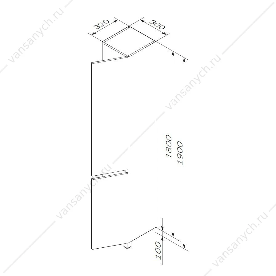 Пенал напольный AM.PM GEM S, правый, 30 см, белый M91CSR0306WG