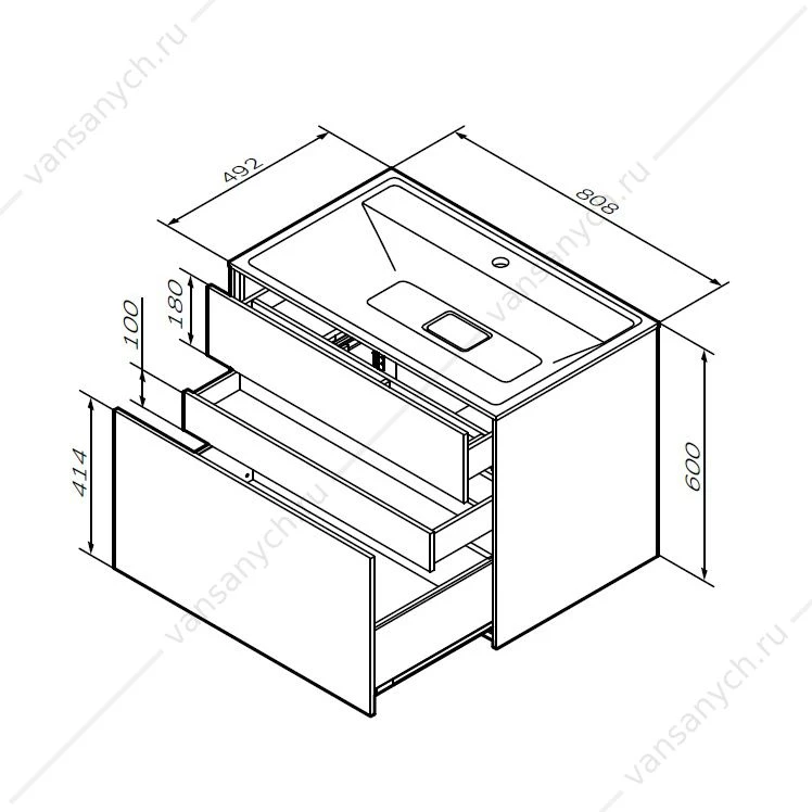 Тумба 80 под раковину подвесная AM.PM INSPIRE V2.0, 80 см, 3 ящ, белый M50AFHX0803WM