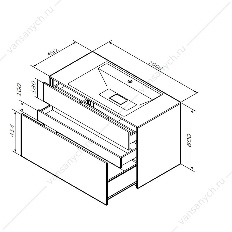 Тумба 100 под раковину подвесная AM.PM INSPIRE V2.0, 100 см, графит, M50AFHX1003GM