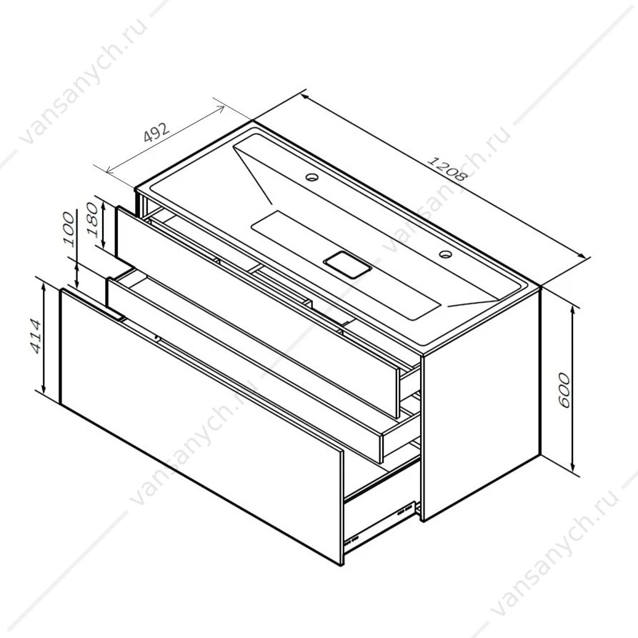 Тумба 120 под раковину подвесная AM.PM INSPIRE V2.0, 120 см, 3 ящ, белый M50AFHX1203WM