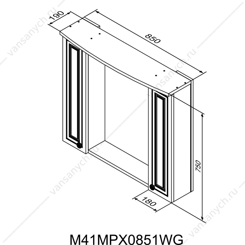 Зеркало-шкаф  RedBluPalace One, 85 см, с подсветкой, белый, M41MPX0851WG