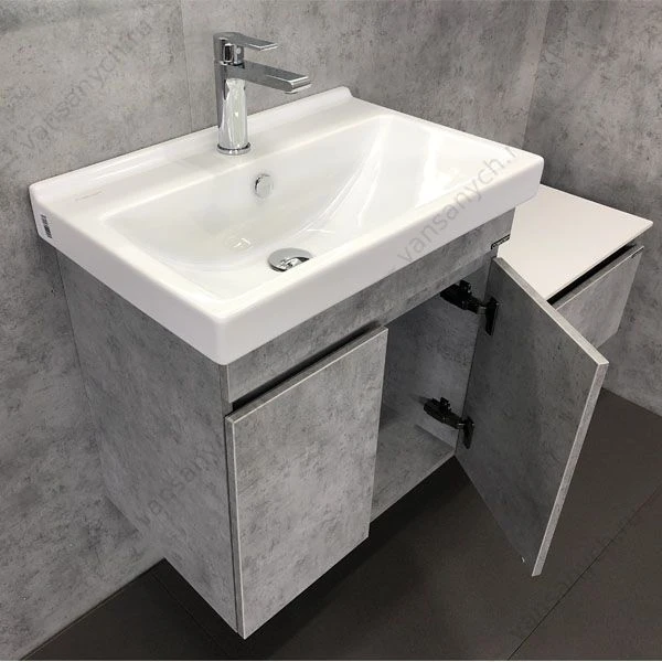 Тумба-умывальник 60см Comforty Осло-60 бетон светлый с раковиной Fest 60 F01