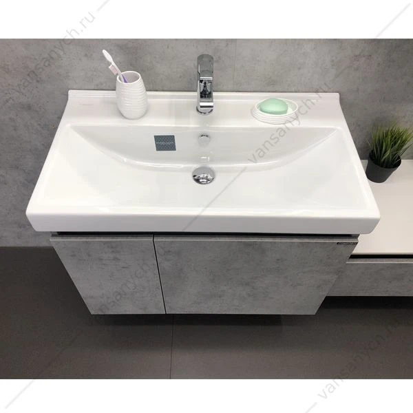 Тумба Comforty Осло-80 бетон светлый с раковиной Fest 80 F01