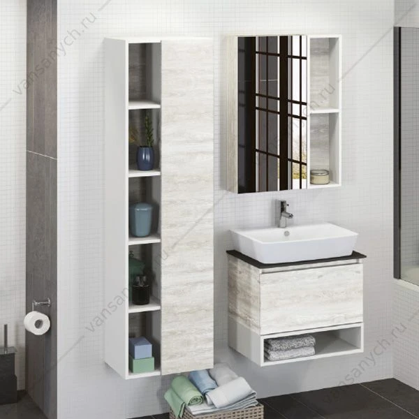 Зеркало-шкаф  COMFORTY Прага-60 дуб белый