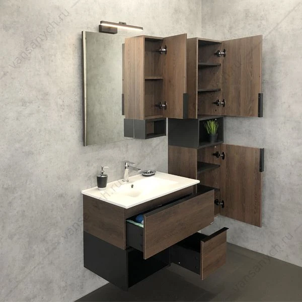 Зеркало-шкаф COMFORTY Франкфурт-75 дуб шоколадно-коричневый