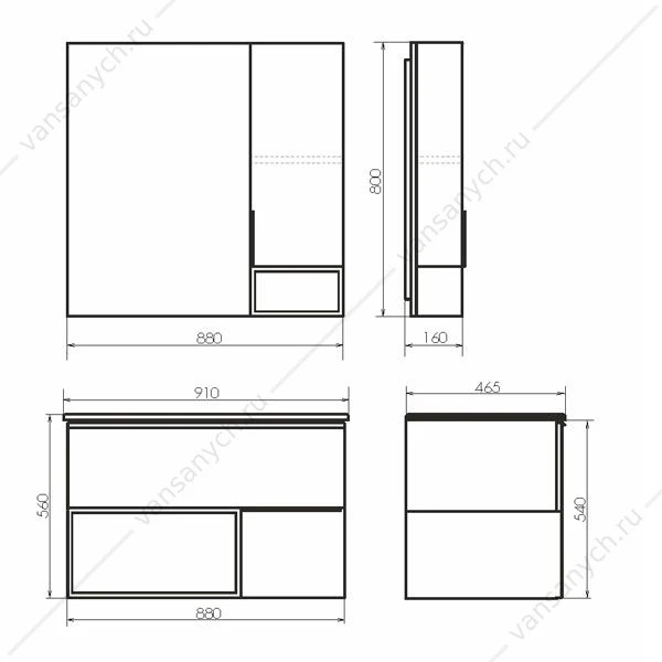 Зеркало-шкаф COMFORTY Франкфурт-90 дуб шоколадно-коричневый