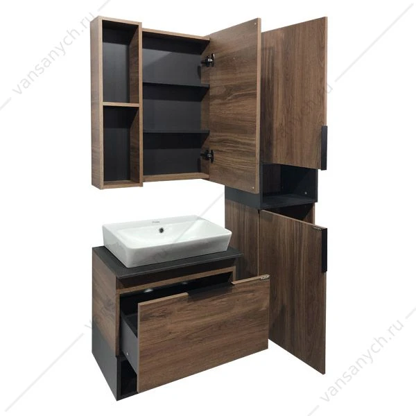 Зеркало-шкаф COMFORTY Штутгарт-60 дуб тёмно-коричневый