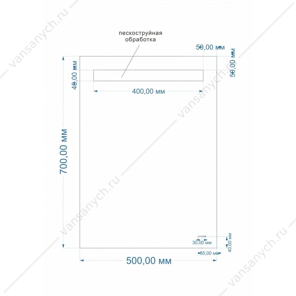Зеркало Cersanit LED 010 base 50*70, с подсветкой, LU-LED010*50-b-Os