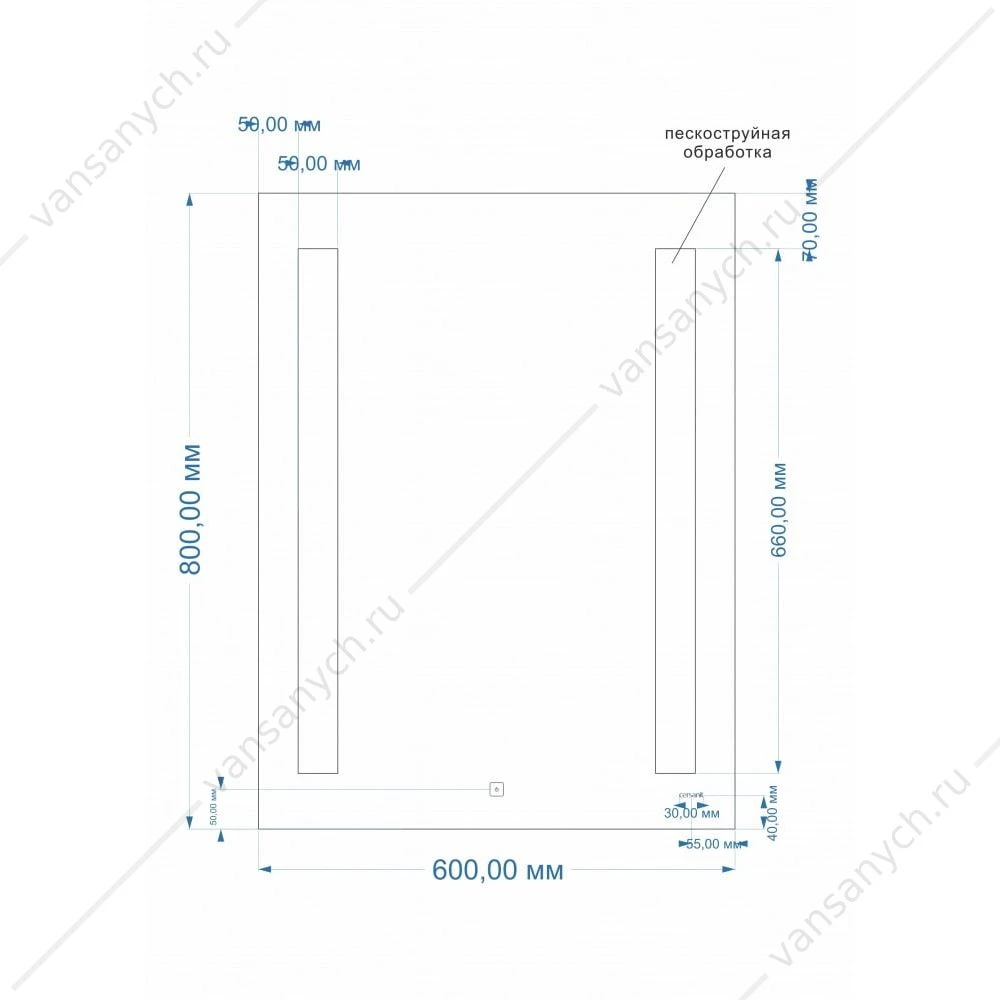 Зеркало Cersanit LED 020 base 60*80, с подсветкой, LU-LED020*60-b-Os