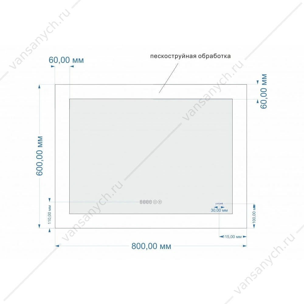 Зеркало Cersanit LED 060 pro 80*60, с подсветкой, антизапотевание, часы, LU-LED060*80-p-Os