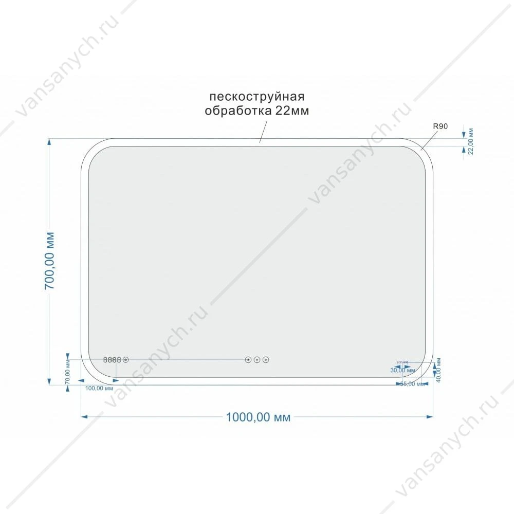 Зеркало Cersanit LED 070 pro 100*70, с подсветкой, сенсор, антизапотевание, Bluetooth, LU-LED070*100-p-Os